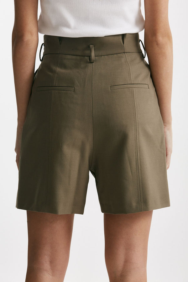 bermuda in fresco lana kaki vita alta donna Iro