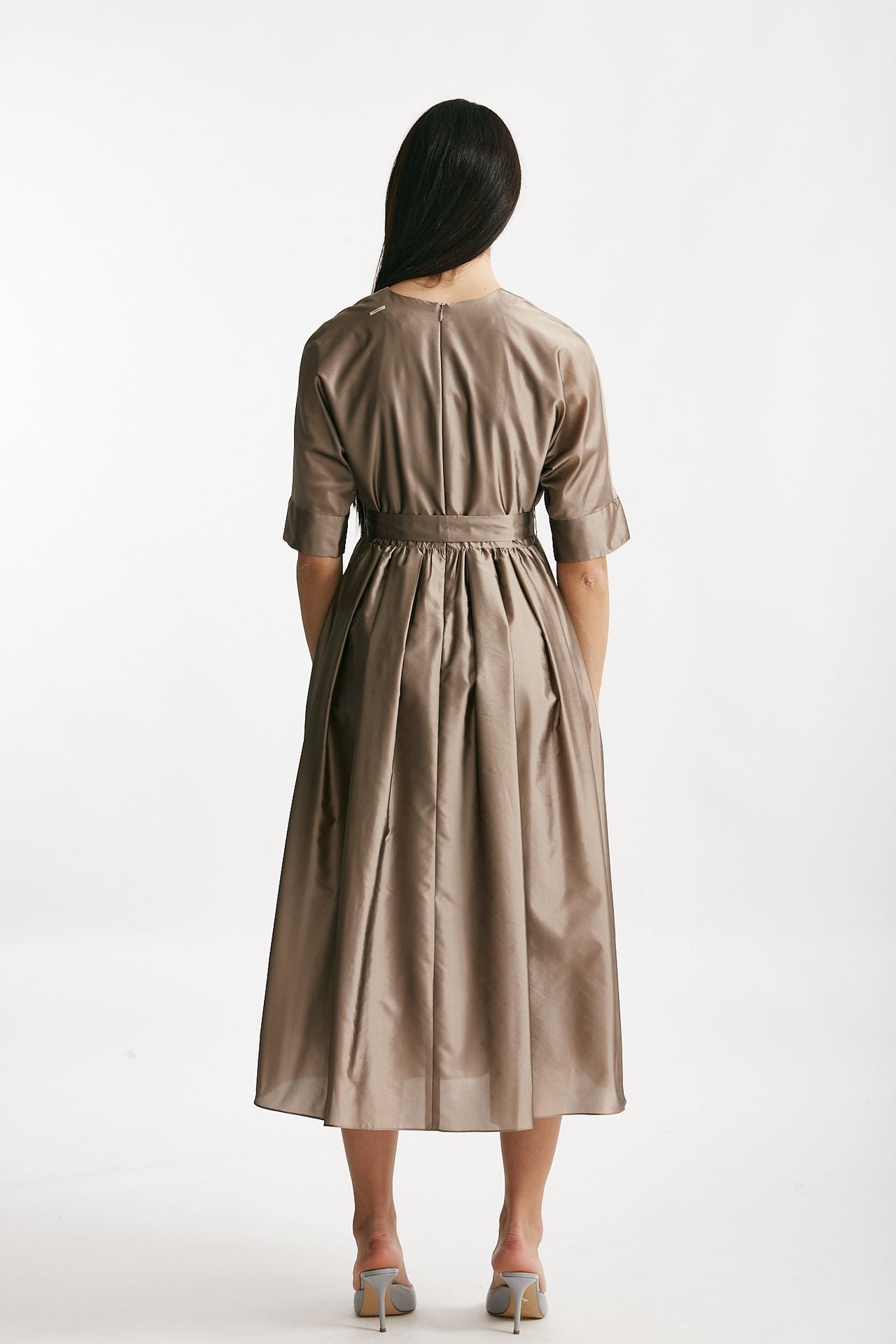 abito in organza di seta tortora donna Max mara s - 2