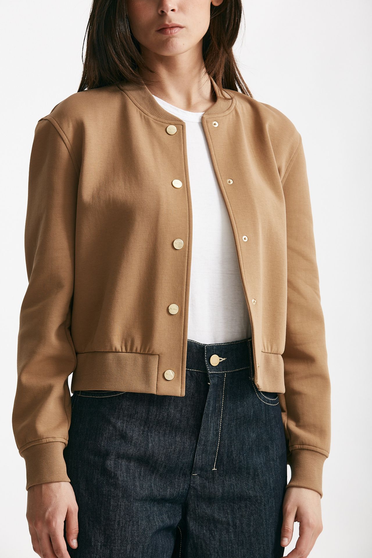 bomber crop in jersey scuba barbara cammello donna Max mara s - 4