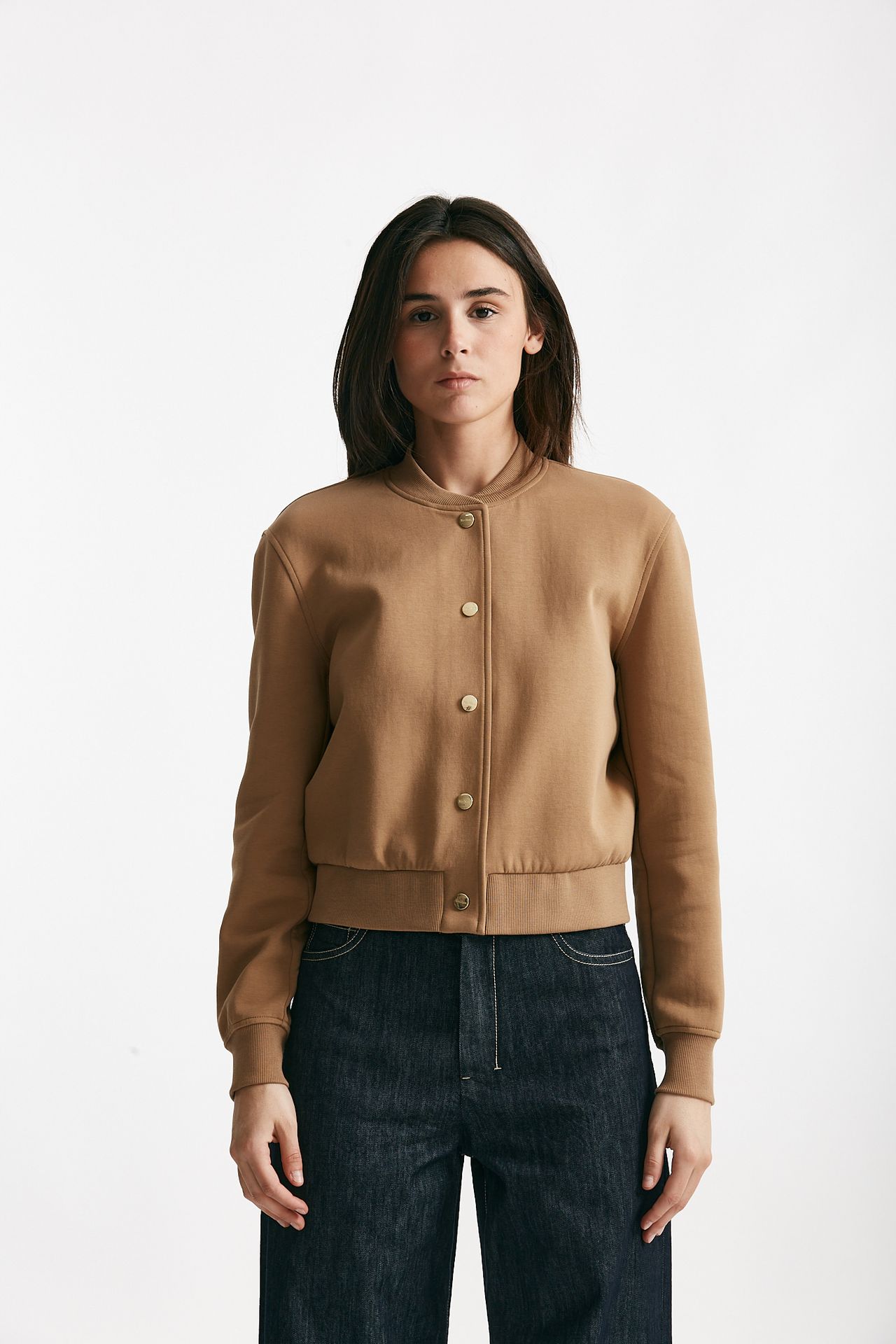 bomber crop in jersey scuba barbara cammello donna Max mara s - 5