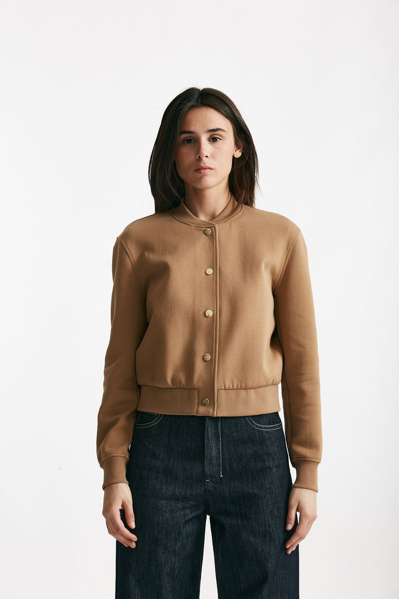 bomber crop in jersey scuba barbara cammello donna Max mara s - 5