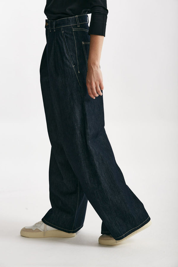 jeans wide leg priamo vita alta con doppia pinces donna Max mara s