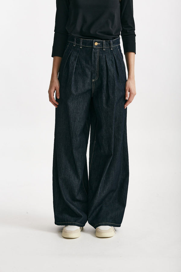 jeans wide leg priamo vita alta con doppia pinces donna Max mara s