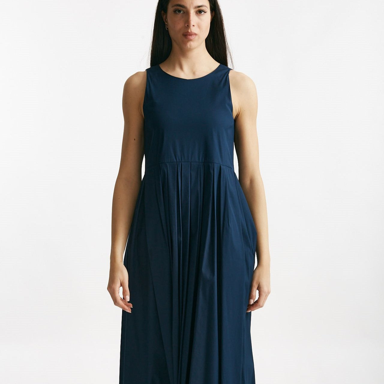 abito in popeline di cotone moira blu aperto donna Max mara s - 5