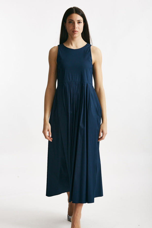 abito in popeline di cotone moira blu aperto donna Max mara s