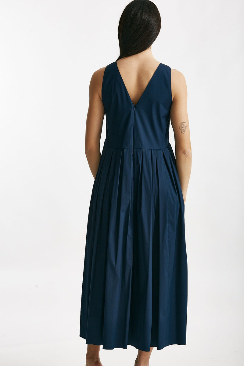 abito in popeline di cotone moira blu aperto donna Max mara s - 3