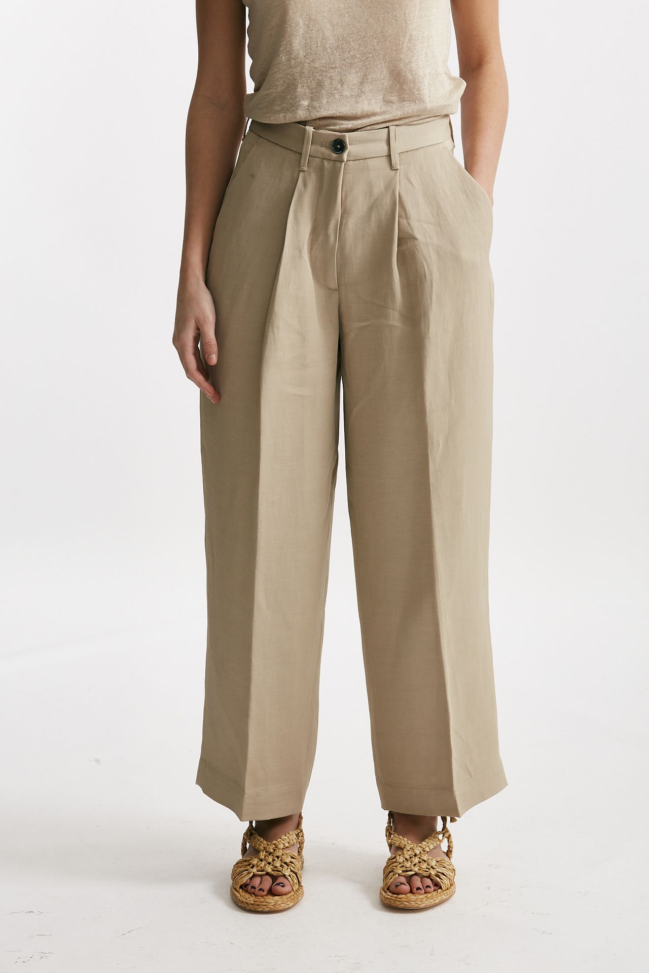 pantalone chino rubino sabbia chiaro donna Nine in the morning - 1