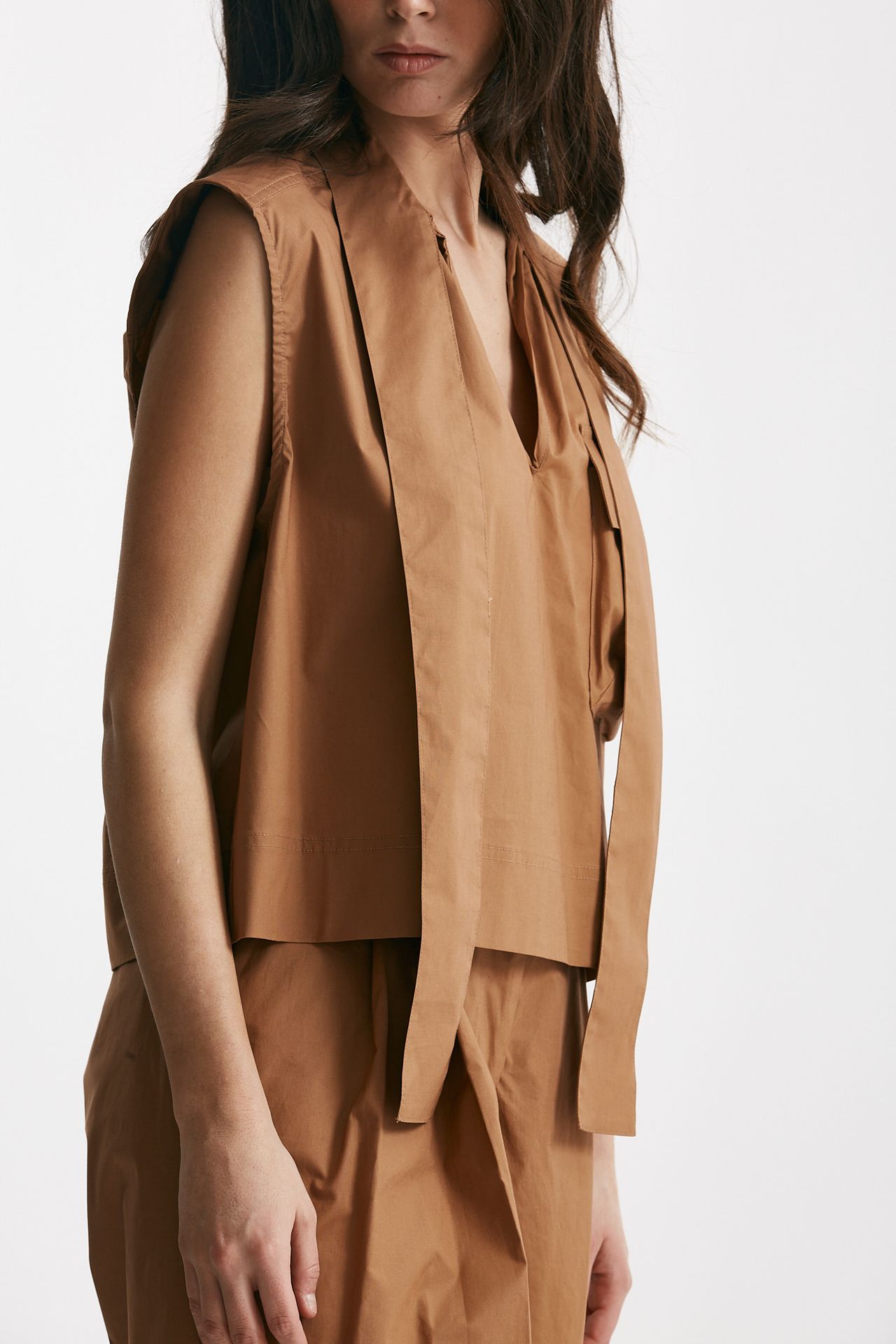 camicia in cotone bruciato donna Nude - 4