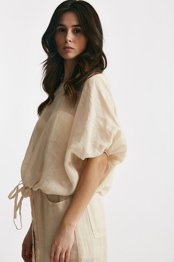 camicia in lino beige chiaro donna Nude