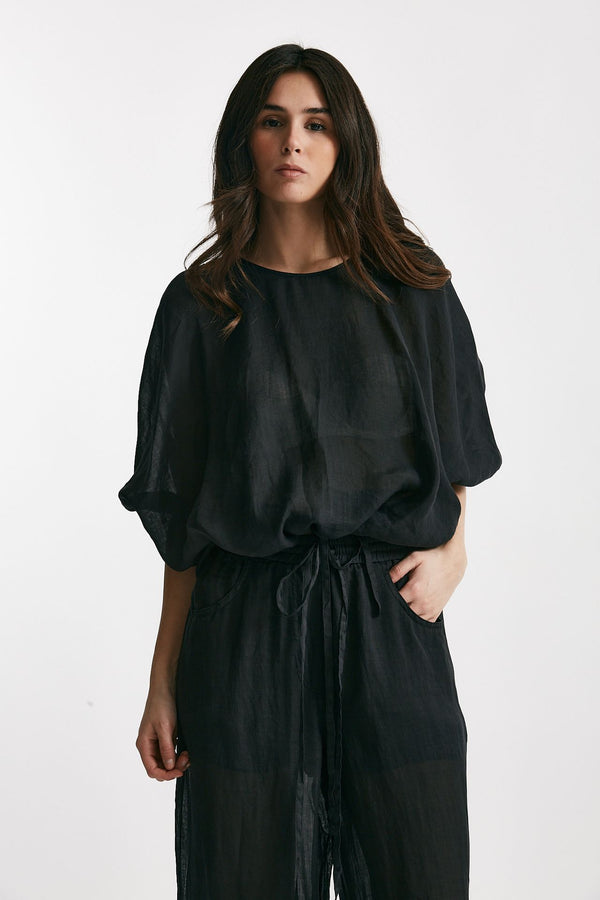 camicia in lino nero donna Nude