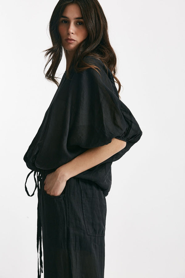 camicia in lino nero donna Nude