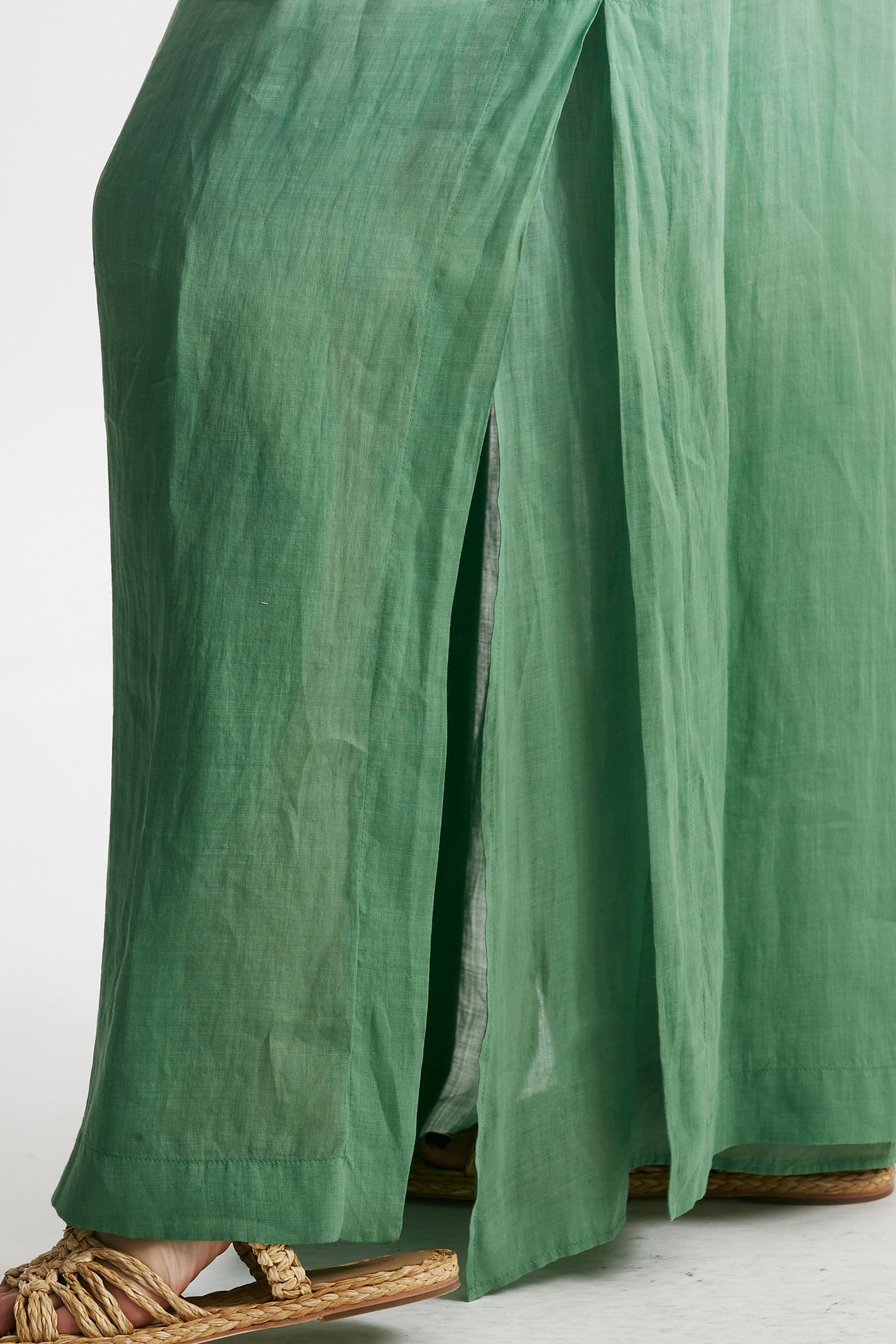 abito lungo in lino verde acqua degrade donna Nude - 10