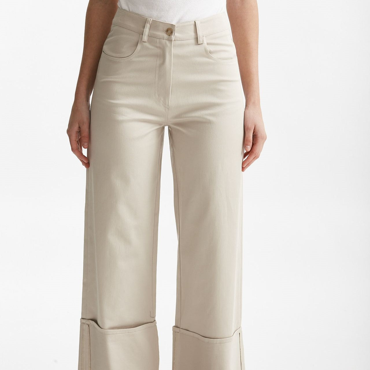 pantalone vita alta in cotone ghiaccio donna ( p - s ) - 8