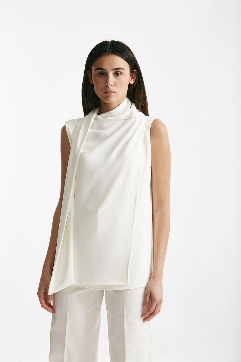 top con sciarpa bianco donna ( p - s ) - 1