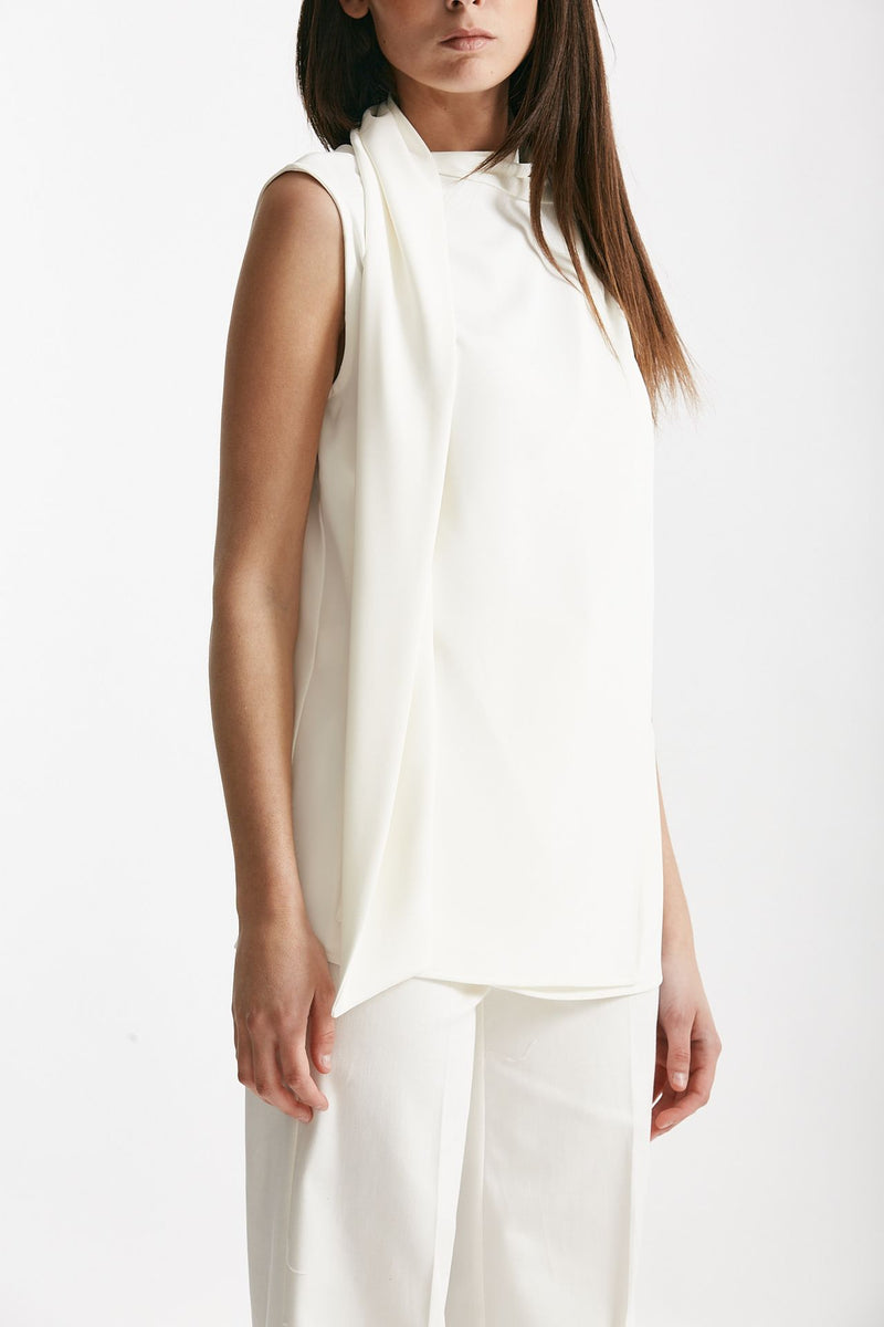 top con sciarpa bianco donna ( p - s ) - 4