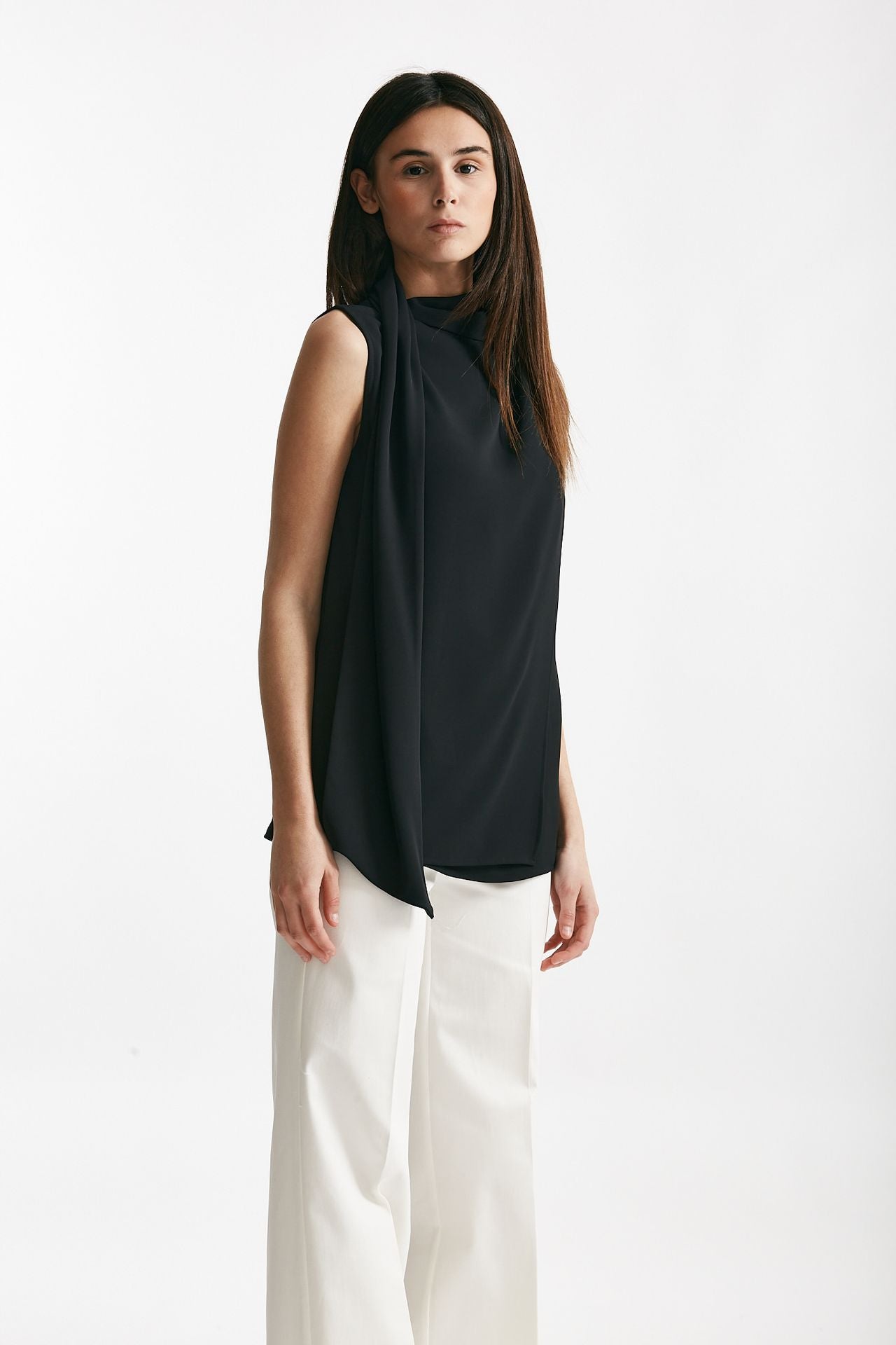 top con sciarpa nero donna ( p - s ) - 4