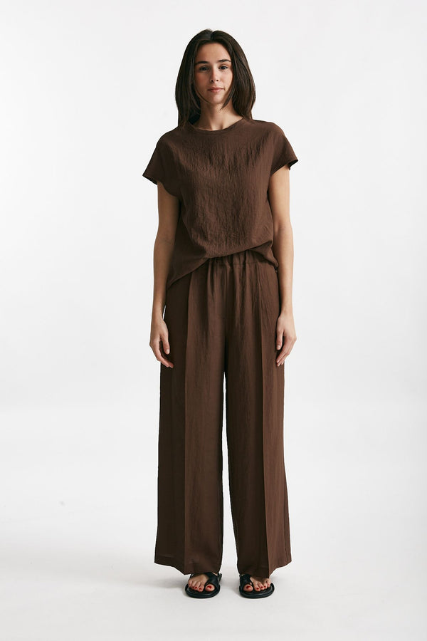 camicia effetto stropicciato marrone donna ( p - s )