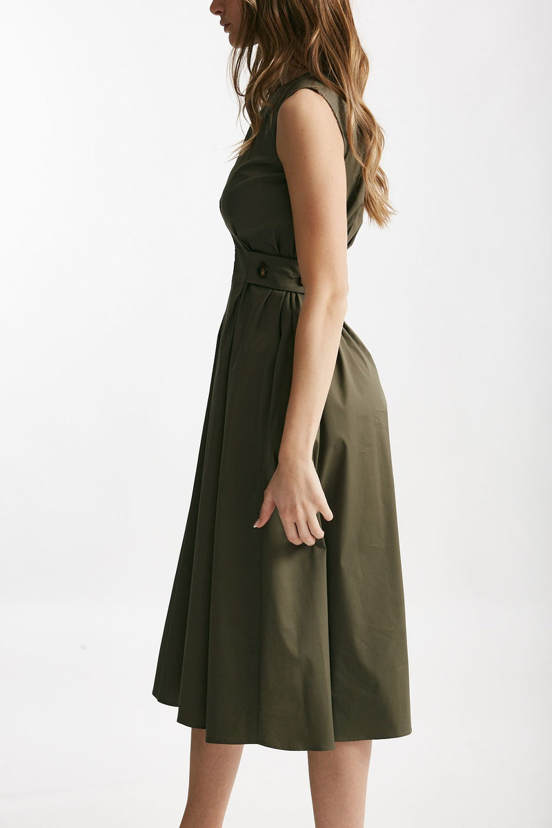 abito in cotone verde militare donna ( p - s ) - 1