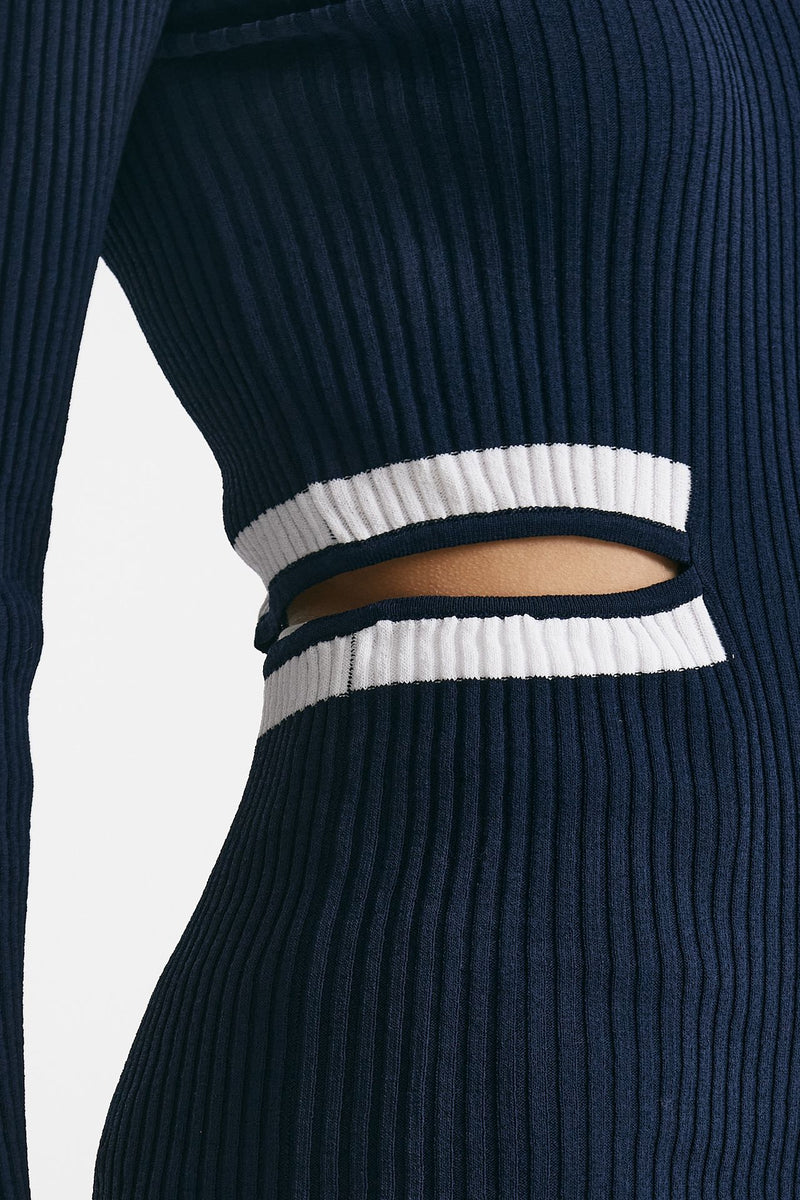 maglia girocollo cut out blu e bianca donna Seafarer - 5