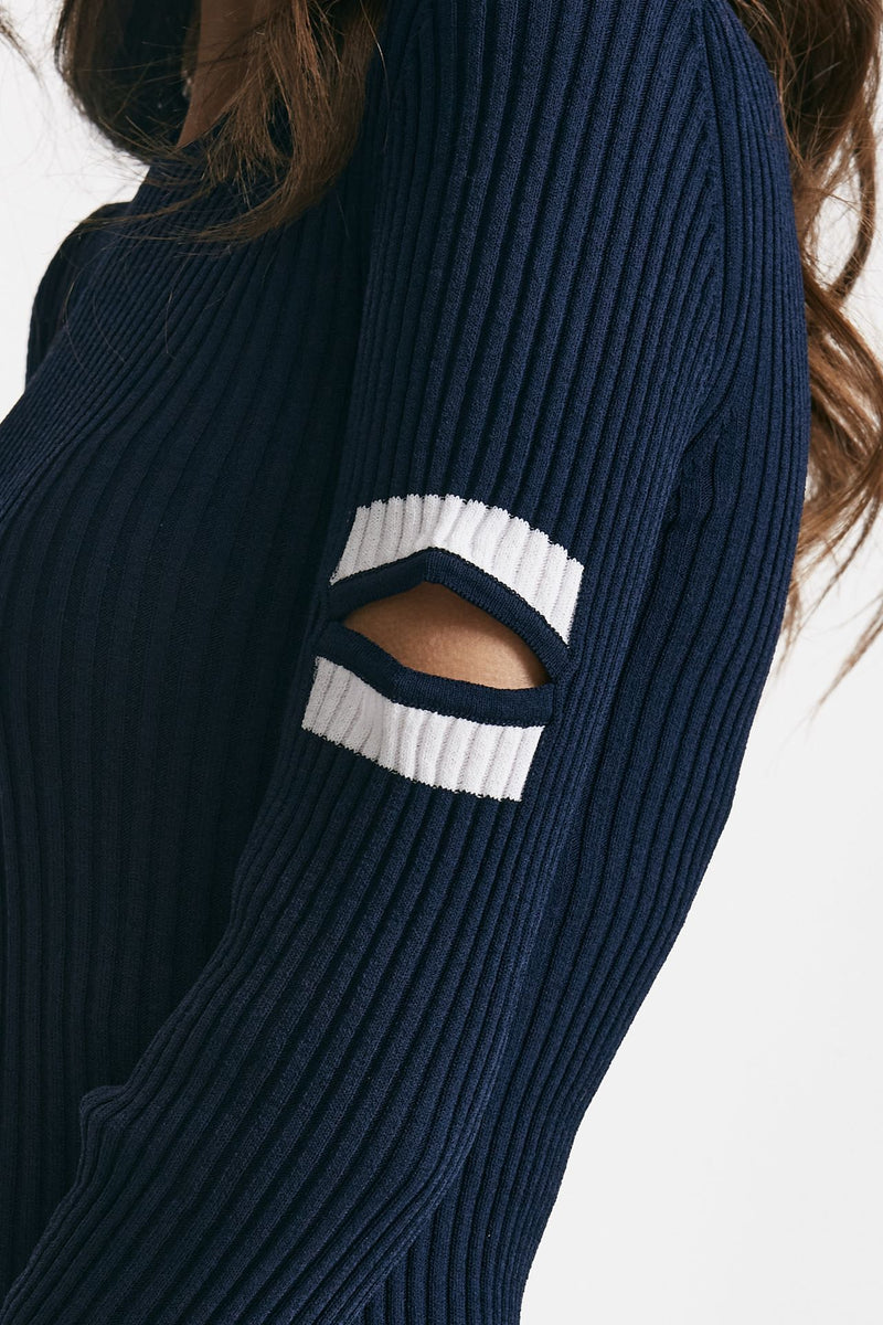 maglia girocollo cut out blu e bianca donna Seafarer - 6