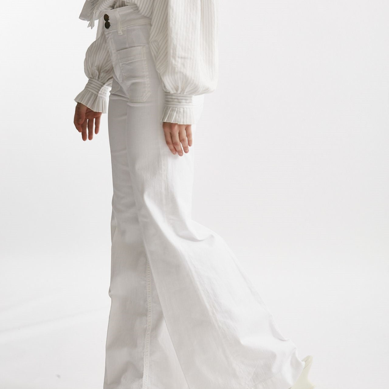 jeans a zampa bianco vita alta donna Seafarer - 7