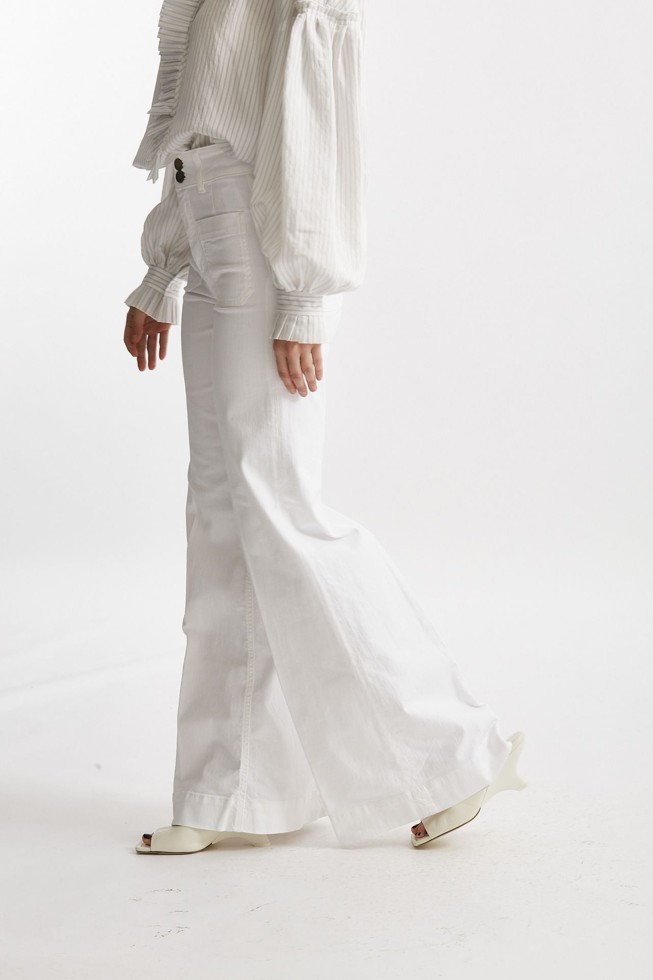 jeans a zampa bianco vita alta donna Seafarer - 2