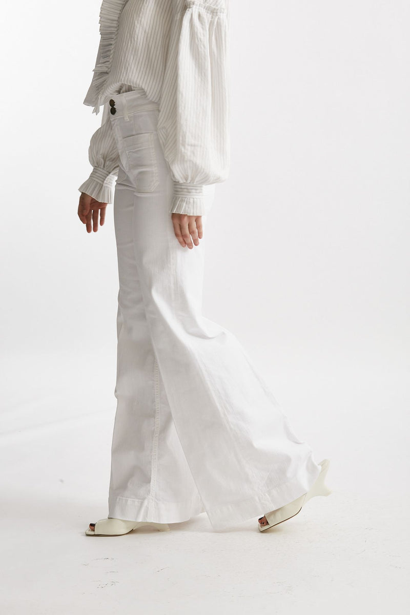 jeans a zampa bianco vita alta donna Seafarer - 2