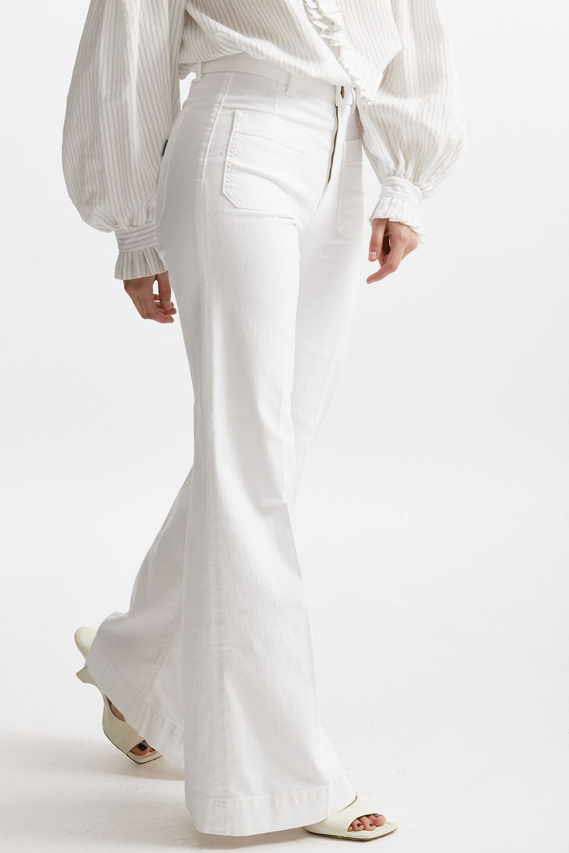 jeans a zampa bianco vita alta donna Seafarer - 4