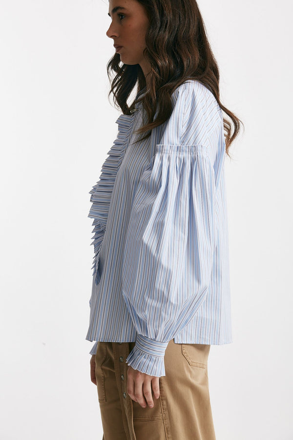 camicia rigata bianco e azzurro over donna Seafarer