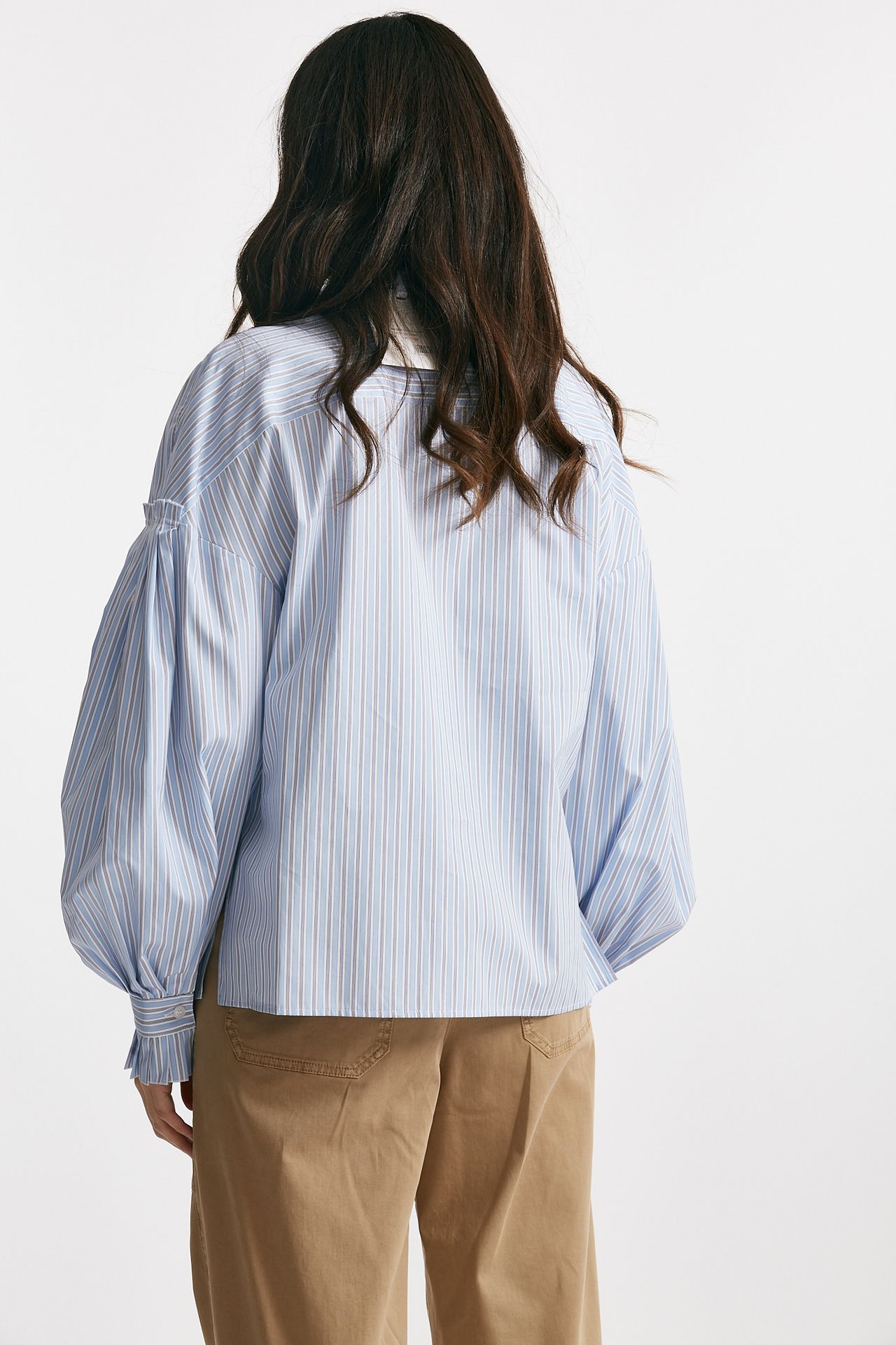 camicia rigata bianco e azzurro over donna Seafarer - 3