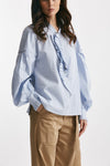camicia rigata bianco e azzurro over donna Seafarer - 4