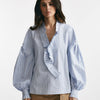 camicia rigata bianco e azzurro over donna Seafarer - 8