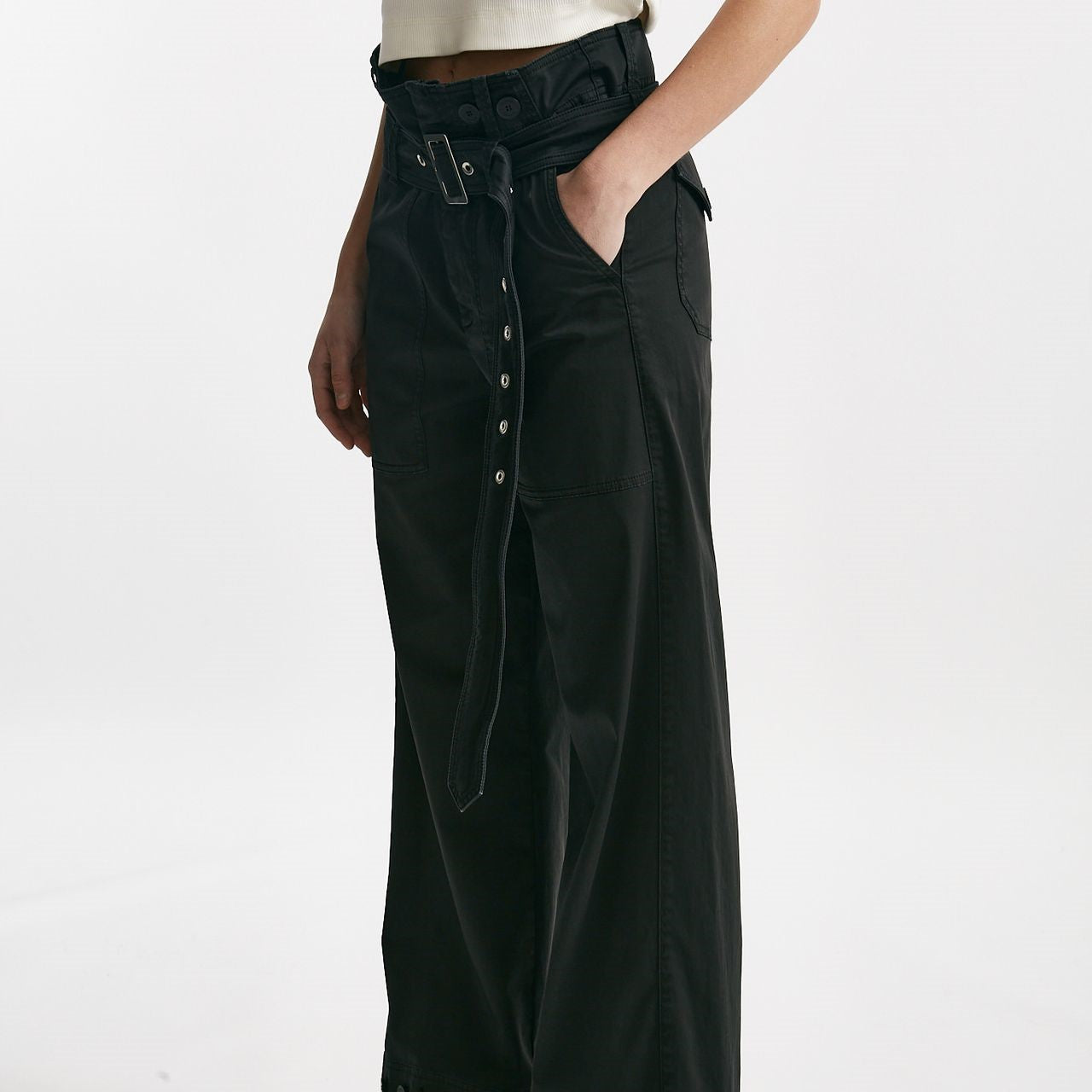 pantalone in cotone nero vita regolare donna Seafarer - 8