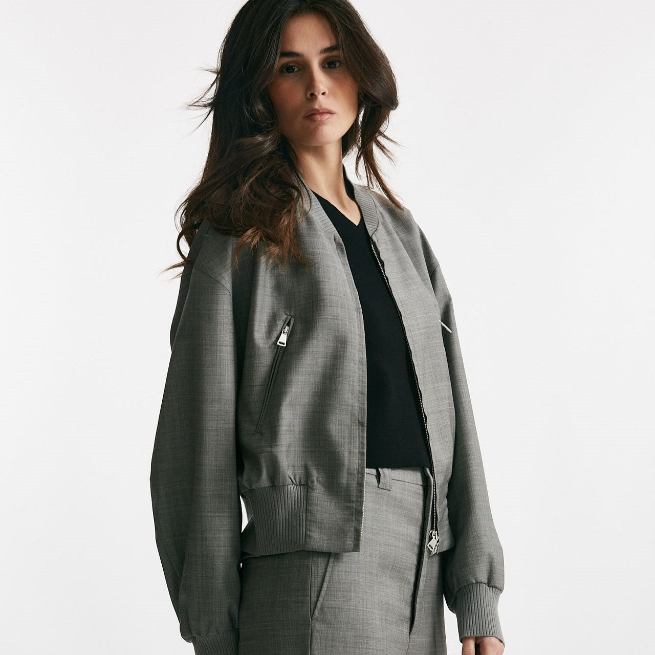 bomber in tela di lana grigio donna Seafarer - 8