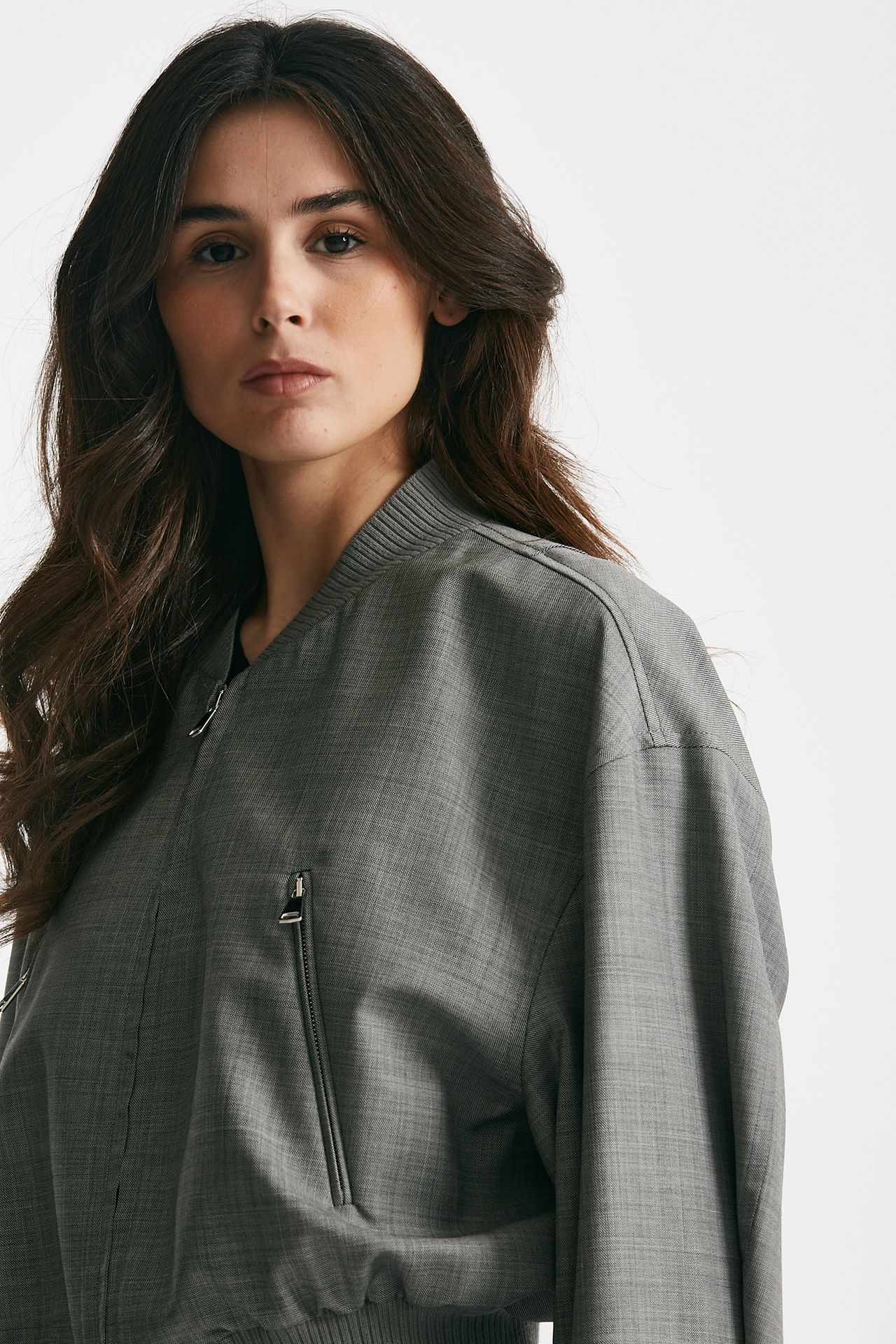 bomber in tela di lana grigio donna Seafarer - 7