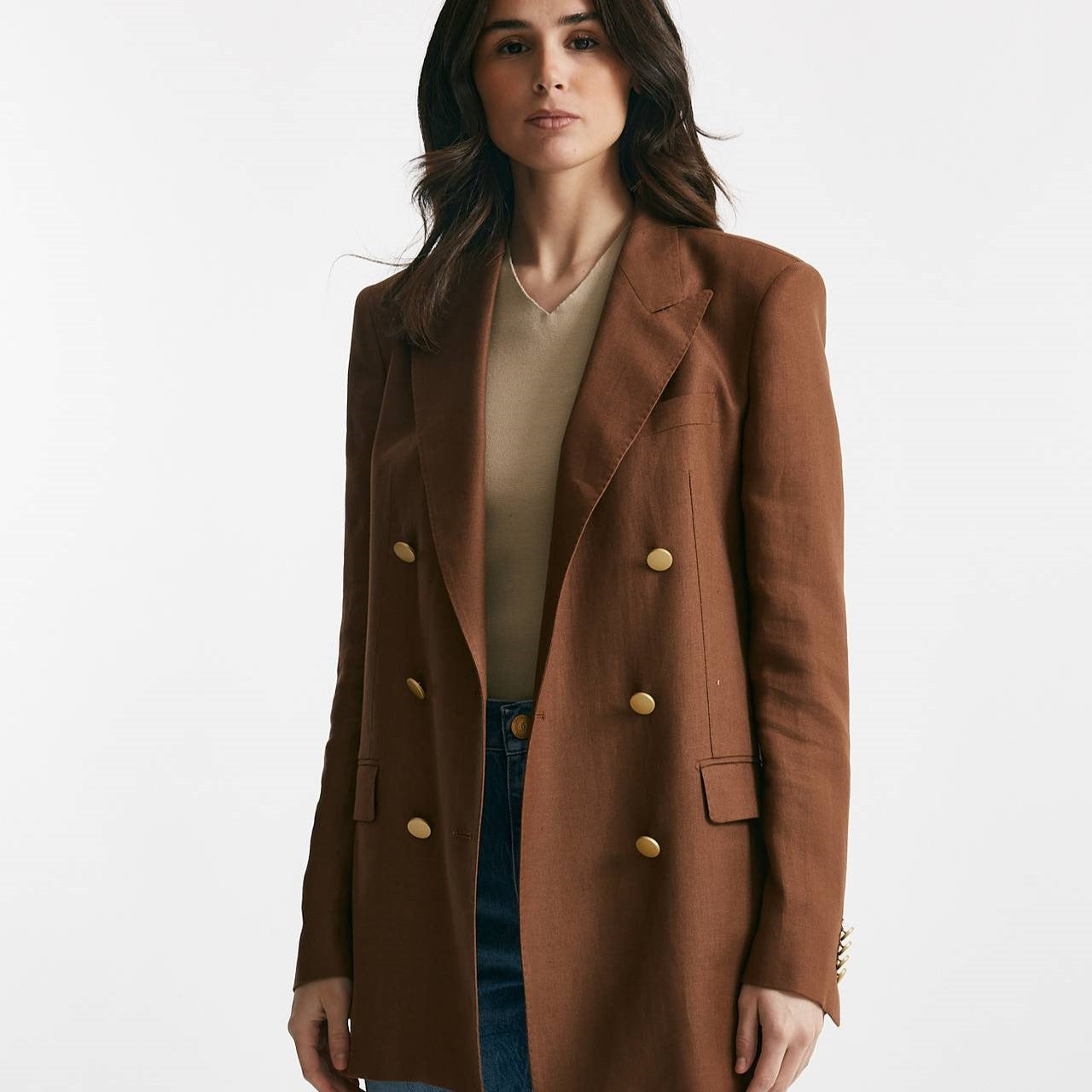 blazer over in lino jasmine10b tabacco donna Tagliatore - 7