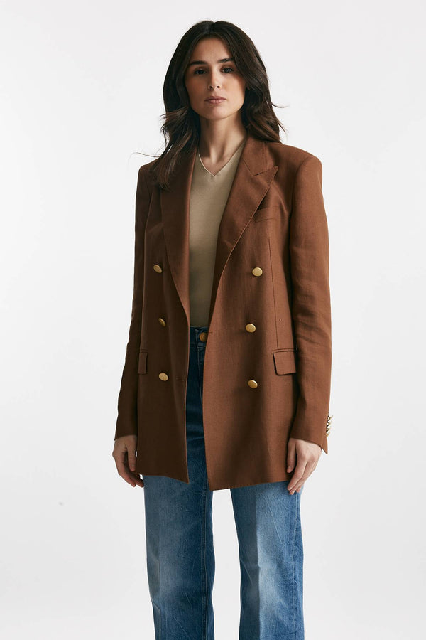 blazer over in lino jasmine10b tabacco donna Tagliatore