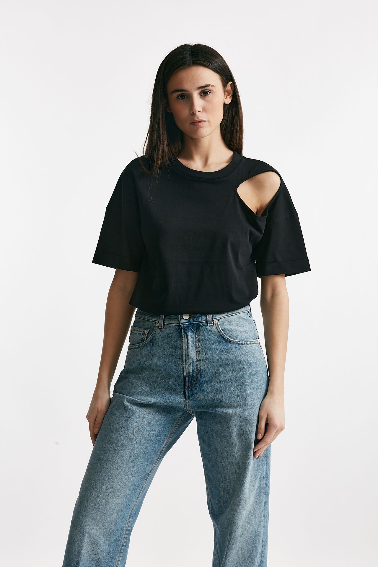 t-shirt cut out nero donna Federica tosi - 1