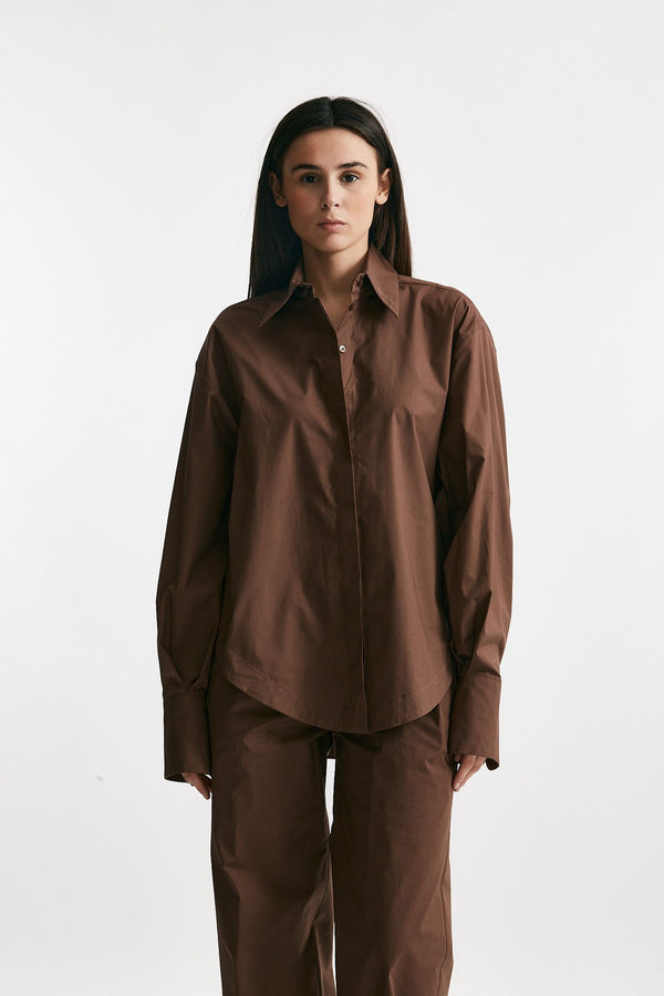 camicia over marrone cioccolato donna Federica tosi