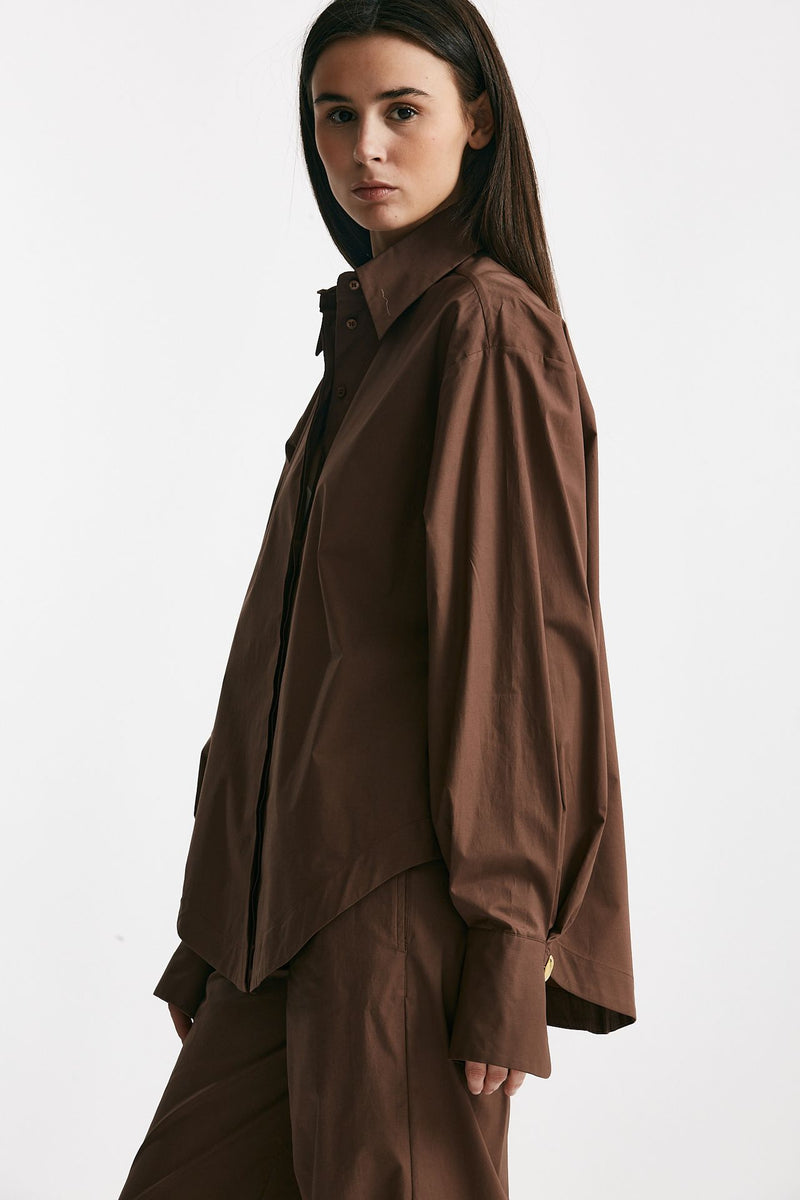 camicia over marrone cioccolato donna Federica tosi - 2