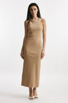 abito lungo cammello lavorazione a costine donna Federica tosi - 1