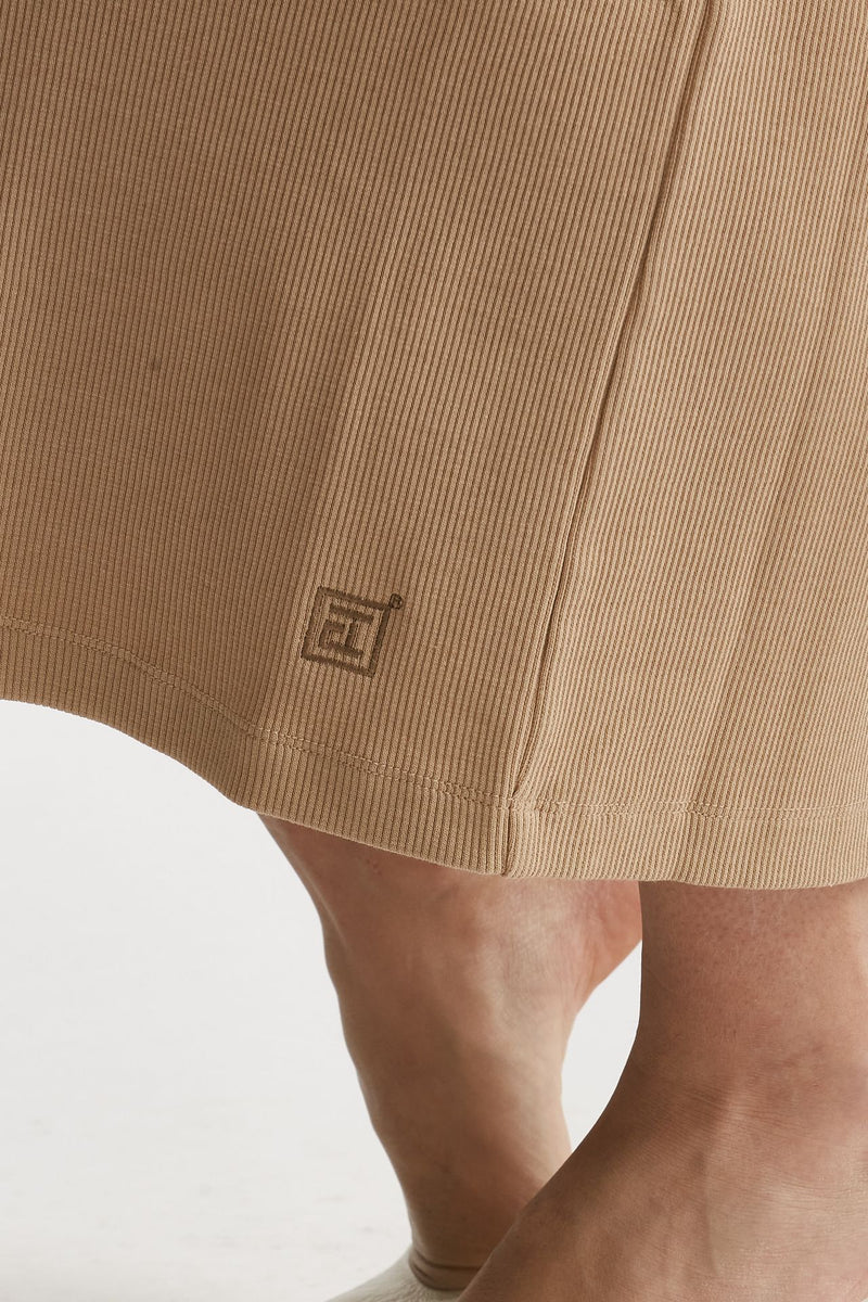 abito lungo cammello lavorazione a costine donna Federica tosi - 5