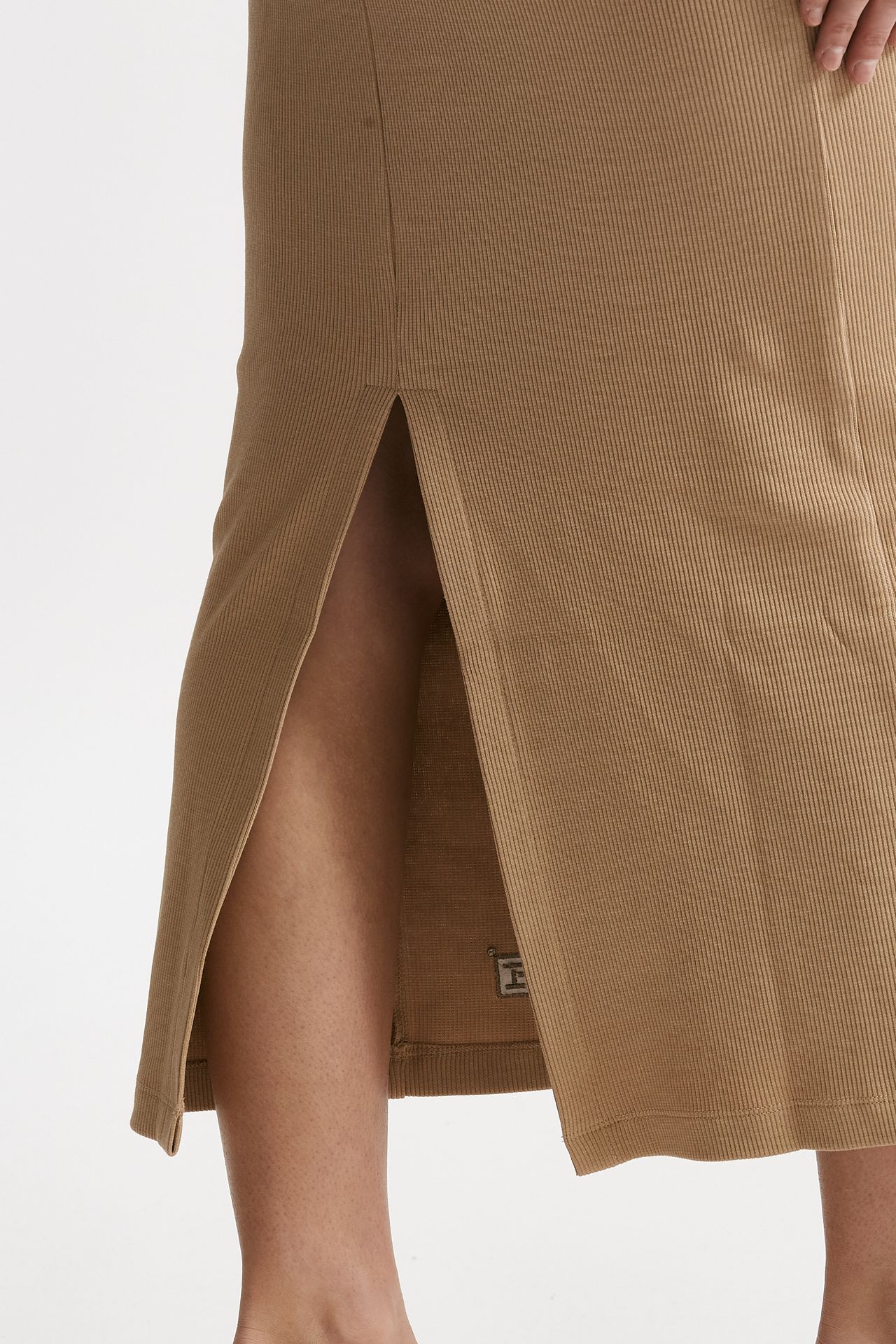 abito lungo cammello lavorazione a costine donna Federica tosi - 6