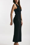 abito lungo nero lavorazione a costine donna Federica tosi - 4