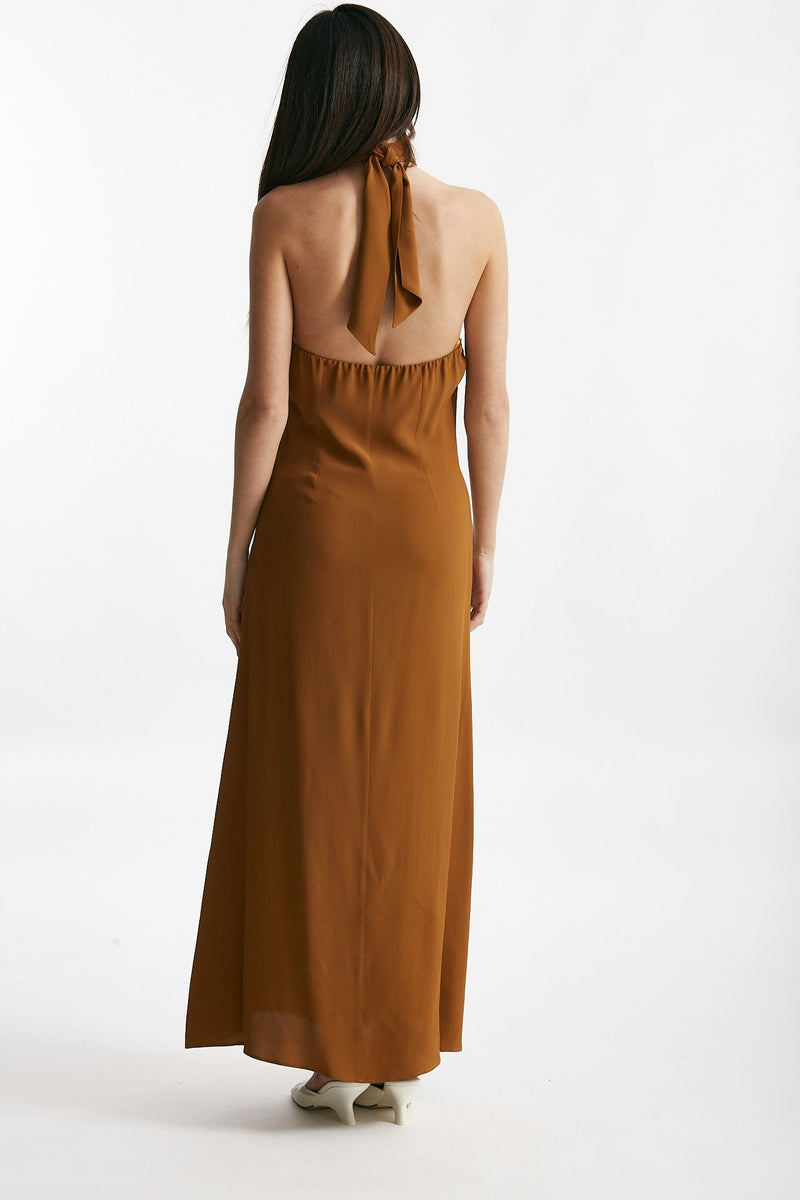 abito lungo misto seta ocra donna Federica tosi - 4