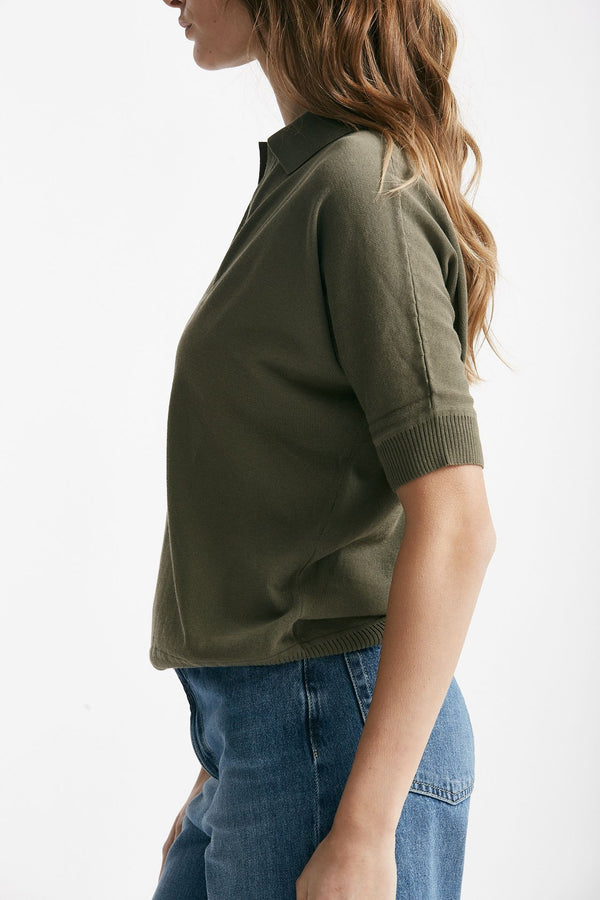 maglia in cotone verde militare donna Zanone