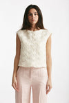 top ricamato panna girocollo donna Zanone - 1
