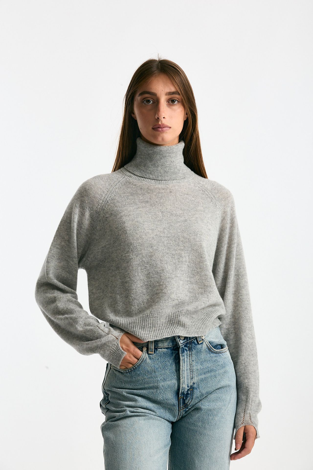 Maglia dolcevita grigio melange donna Trentatreundici - 2