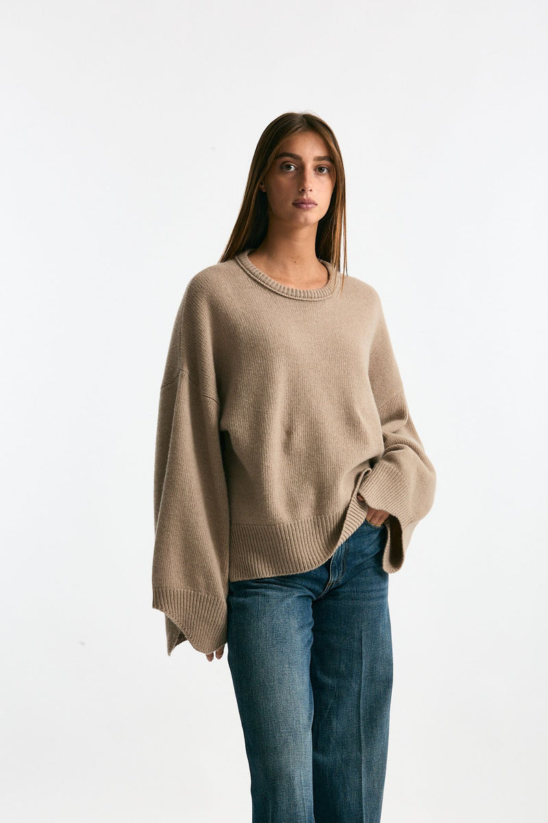 Maglia over in cashmere tortora chiaro donna Trentatreundici - 1