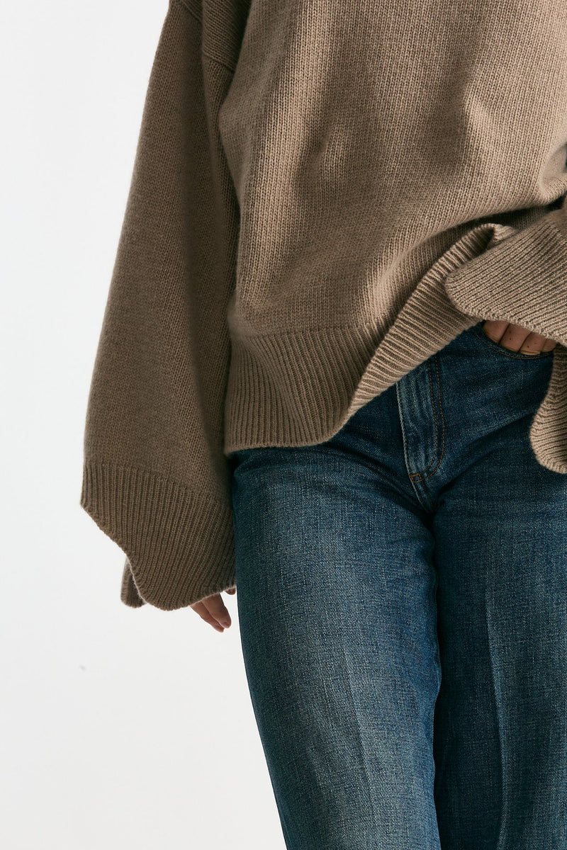 Maglia over in cashmere tortora chiaro donna Trentatreundici - 5